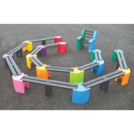 Outdoor Classroom Learning Curve Bench Seating with Teachers Chair