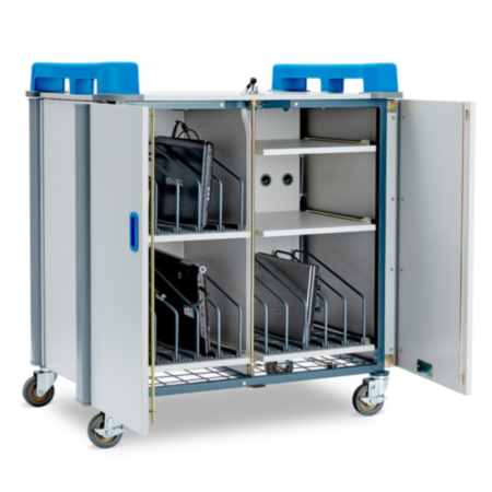 LapCabby 15V Vertical Laptop Storage and Charging Trolley - Blue