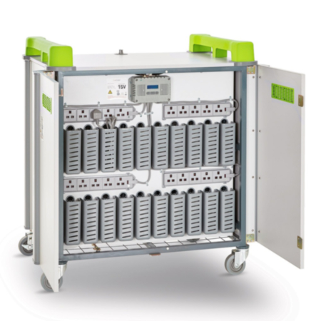 LapCabby 15V Vertical Laptop Storage and Charging Trolley - Lime