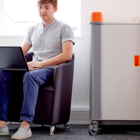 LapCabby 15V Vertical Laptop Storage and Charging Trolley - Orange