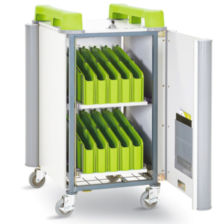 LapCabby Mini 20V Laptop Storage and Charging Trolley - Lime
