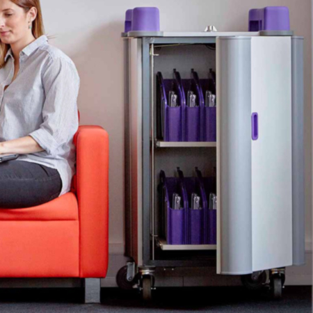 LapCabby Mini 20V Laptop Storage and Charging Trolley - Purple