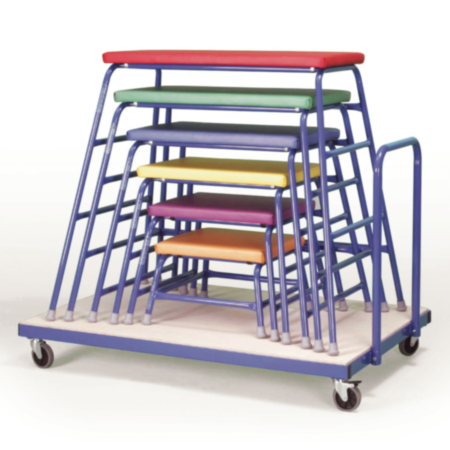 Set of 6 Indoor Physical Education Agility Tables for Schools with Trolley