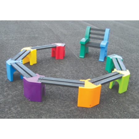 Outdoor Classroom Learning Curve Bench Seating with Teachers Chair