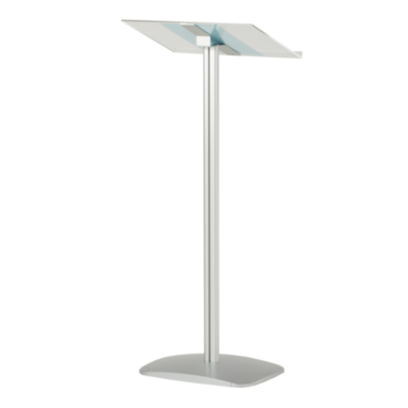Sloping Top Lectern with Clear Acrylic Platform and Aluminium Post