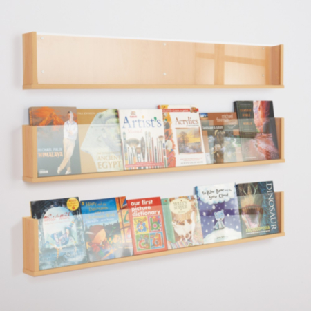 Shelf Style Wall Mounted Beech Literature and Leaflet Dispenser with Acrylic Facia