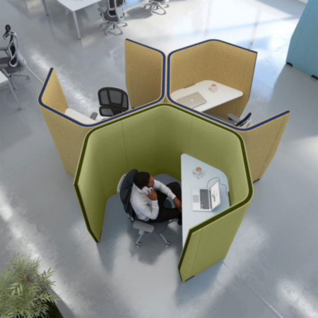 Priva Hexagonal Left Hand Workstation Pod  W1600 x H1500 x D1800mm