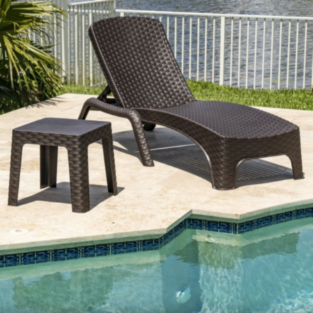 Genoa Rattan Stackable Commercial Sun Lounger-Anthracite 