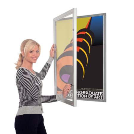 Locking Poster Display Case - Silver Frame