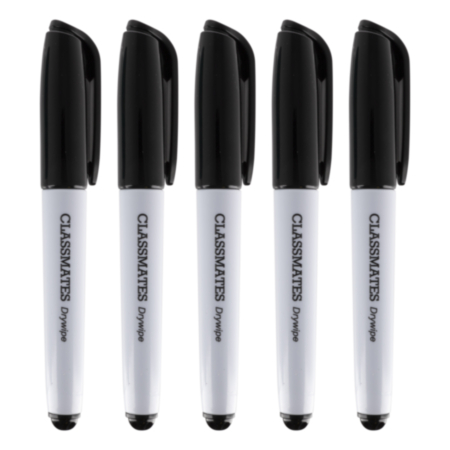 Classmates Mini Drywipe Marker Black Pack 10