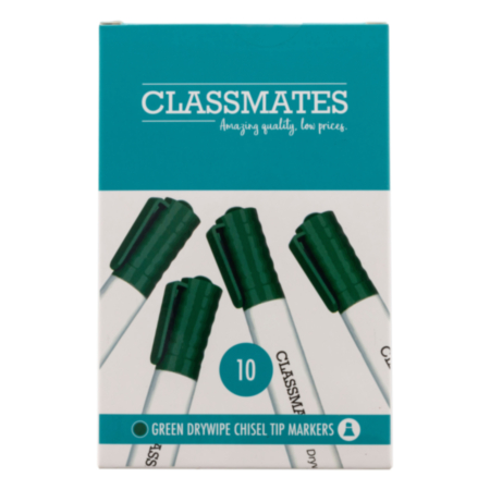 Classmates Drywipe Chisel Markersgreen