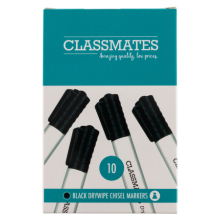 Classmates Drywipe Chisel Markersblack