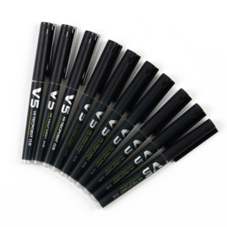 Hi-Tecpoint V5 Refillable Pen Black Pack 10