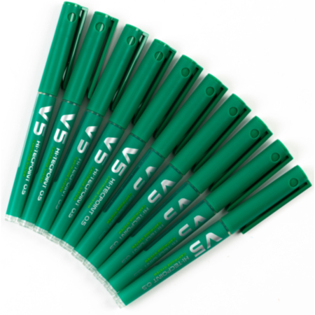 Hi-Tecpoint V5 Refillable Pen Green Pack 10