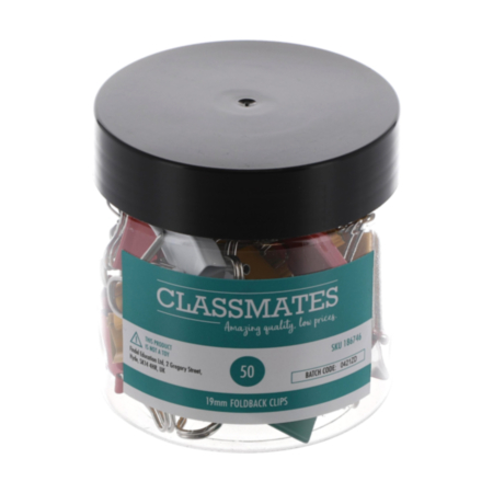 Classmates Foldback Clips Asst Pack 50