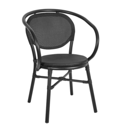 Lyon Black Textilene and Aluminium Outdoor Armchair