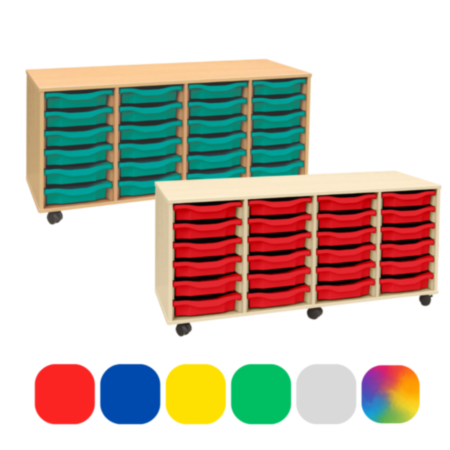 Monarch Quad Bay Classroom Storage Unit - Maple with 24 Single Trays