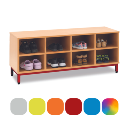 Maple Cloakroom Bench with 8 Open Compartments