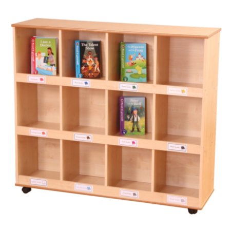 Early Years Maple Maxi Mobile Classroom Book Storage Unit with Castors