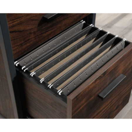 Contemporary Metal Frame L-Shaped Home Office Desk with Storage Draws