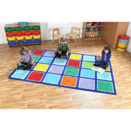 Rainbow Rectangle Placement Classroom Carpet