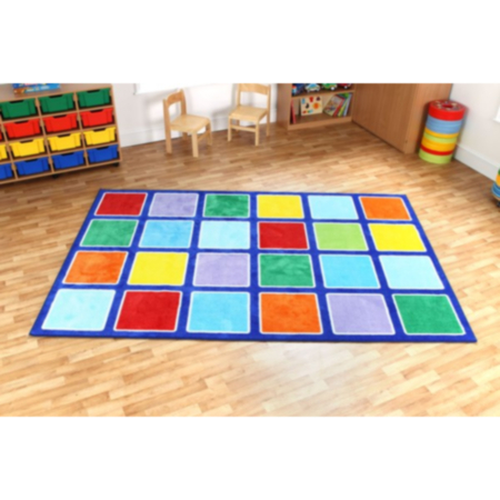 Rainbow Rectangle Placement Classroom Carpet