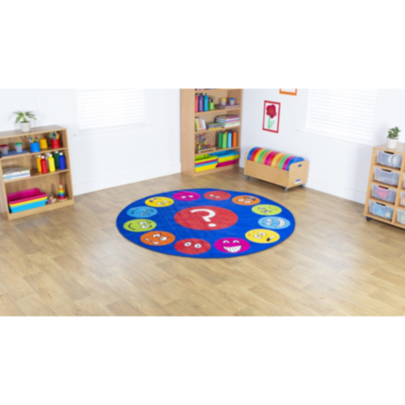Emotions Faces Interactive Circular Classroom Carpet