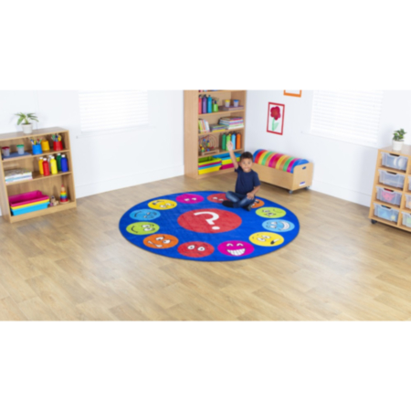 Emotions Faces Interactive Circular Classroom Carpet