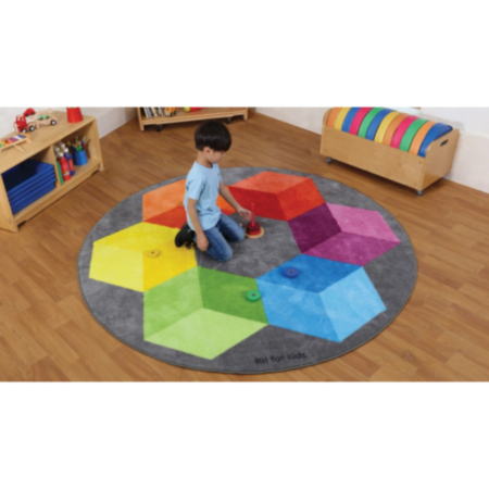 Decorative Rainbow Polygon Circular Classroom Carpet