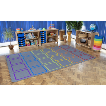 Primary School Essentials Rainbow Squares Indoor and Outdoor Carpet