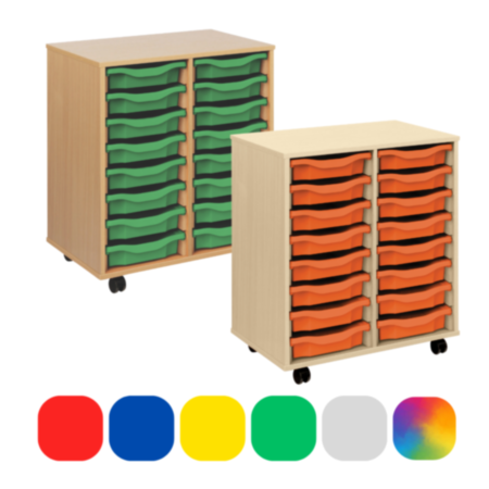 Monarch Double Bay Classroom Storage Unit with 16 Single Trays