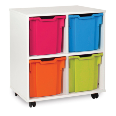 Monarch White Mobile Classroom Storage Unit with 4 Quad Trays