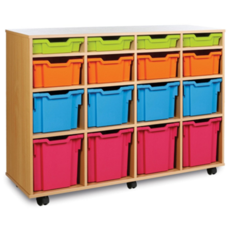 Monarch Classroom Storage Unit - Beech with 16 Variety Trays