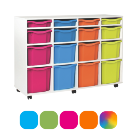 Monarch Classroom Storage Unit - White with 16 Variety Trays