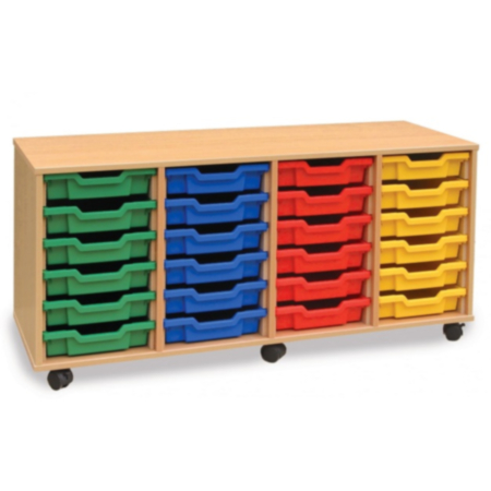 Monarch Quad Bay Classroom Storage Unit - Maple with 24 Single Trays