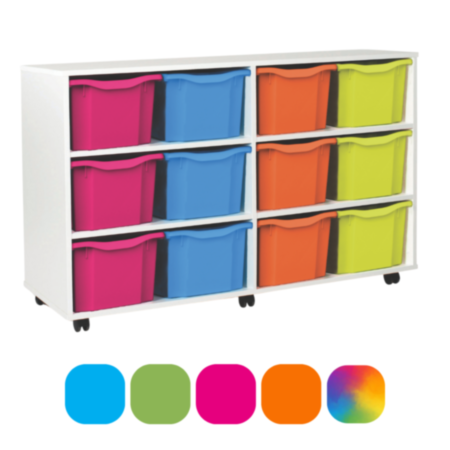 Monarch Classroom Storage Unit - White with 12 Triple Trays