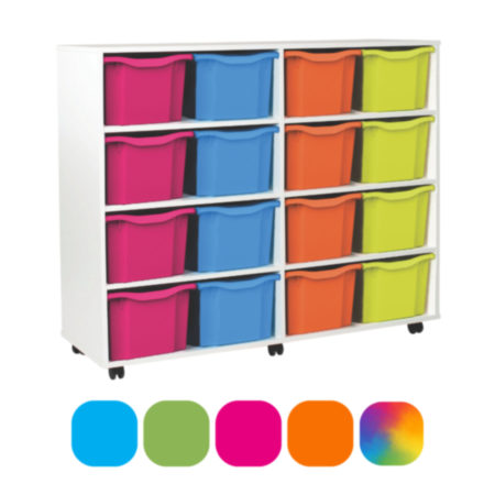 Monarch Classroom Storage Unit - White with 16 Triple Trays
