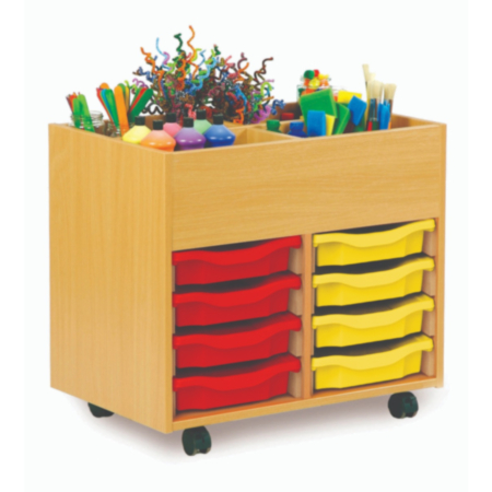 Monarch 4 Bay Kinderbox Storage Unit - Beech with 8 Single Trays