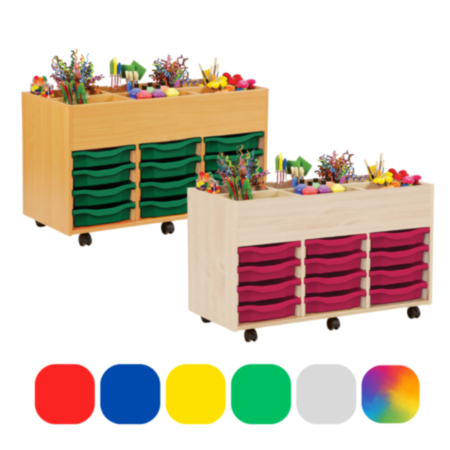 Monarch 6 Bay Kinderbox Storage Unit - Beech with 12 Single Trays
