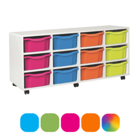 Monarch Horizontal Classroom Storage Unit - White with 12 Double Trays