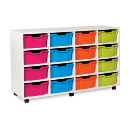 Monarch Classroom Storage Unit - White with 16 Double Trays