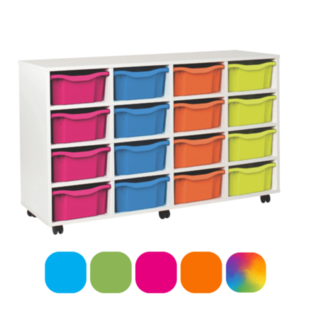 Monarch Classroom Storage Unit - White with 16 Double Trays