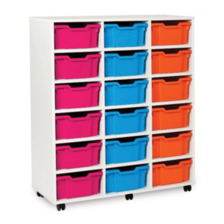 Monarch Classroom Storage Unit - White with 18 Double Trays