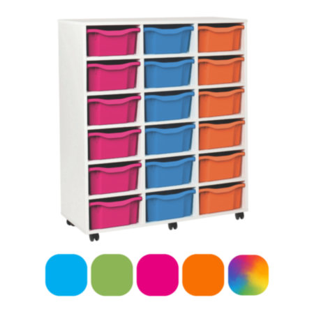 Monarch Classroom Storage Unit - White with 18 Double Trays