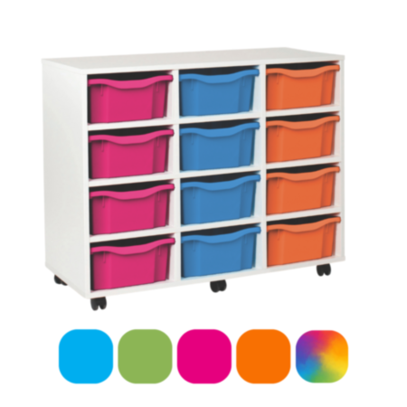 Monarch Classroom Storage Unit - White with 12 Double Trays
