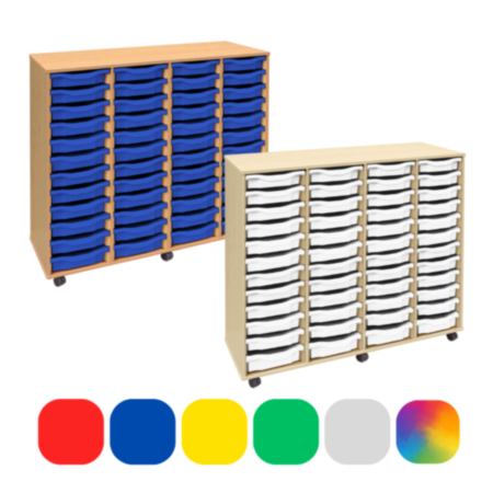 Monarch Quad Bay Classroom Storage Unit - Maple with 48 Single Trays