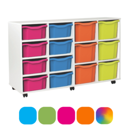 Monarch Classroom Storage Unit - White with 8 Double and 6 Triple Trays