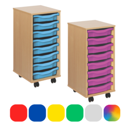 Monarch Single Bay Classroom Storage Unit - Beech with 8 Single Trays