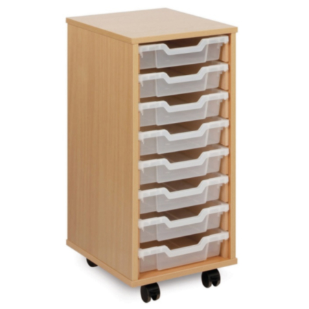 Monarch Single Bay Classroom Storage Unit - Beech with 8 Single Trays