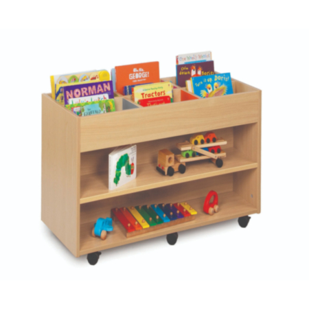 Bubblegum 6 Bay Double Sided Wooden Mobile Kinderbox with Shelf